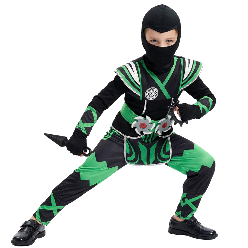 Anime Cosplay Boy - Japanse Ninja-kostuumset voor kinderen Groene Samurai-aankleding
