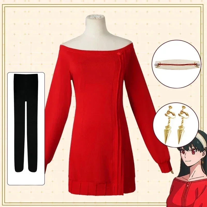 Anime Cosplay Yor - Yor Forger Cosplay Lange Rode Breitrui